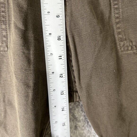 Nili Lotan Pants Womens 8 Olive Utility Linen Cotton‎ Chino Made in USA Raw Hem - Picture 3 of 9